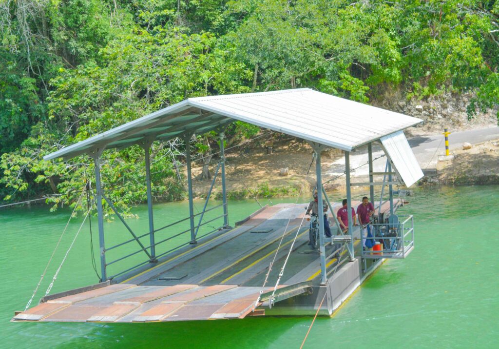 Photo of the ferry crossing the Mopan River, offering access to Xunantunich Maya Ruins.
