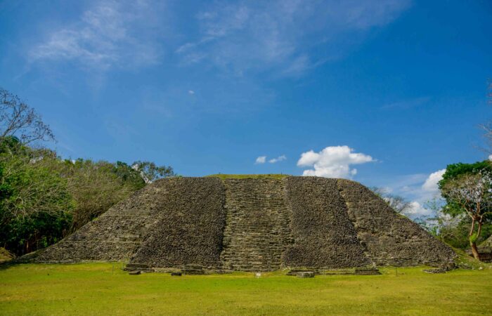 "Lubaantun Archaeological Marvel: Frontal View of Ancient Structure