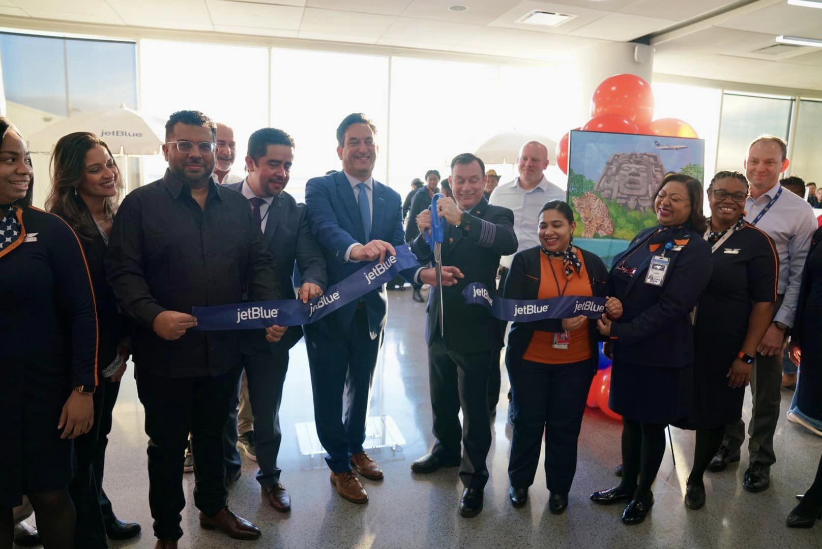 JetBlue Inaugural Flight Ceremony: Ribbon Cutting at Belize Airport