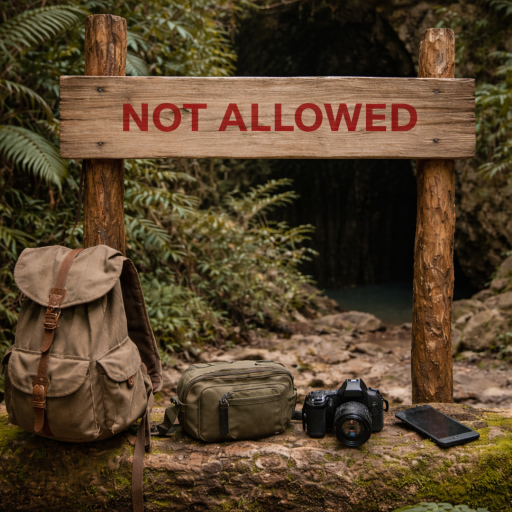 What cannot go in the ATM cave